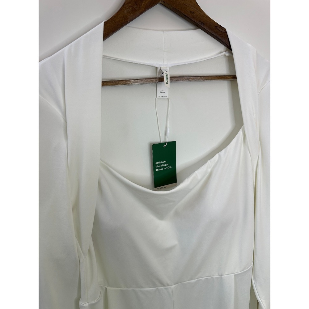 Halara Long Sleeve Wide Leg Jumpsuit Off White Size XL Stretch Pull On One Piece - Picture 4 of 13